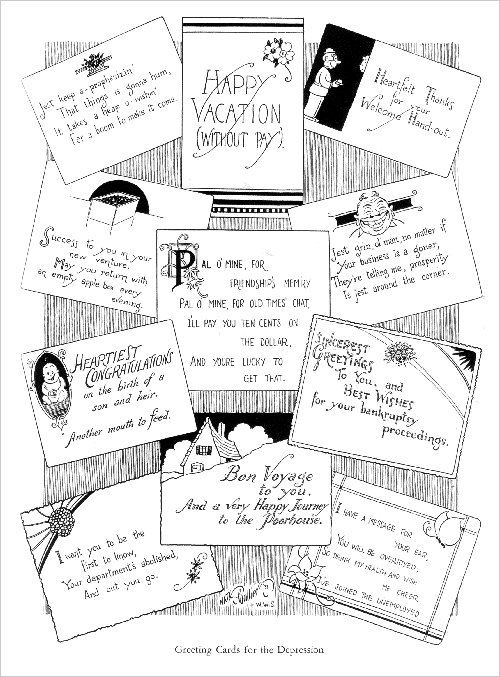 Greeting Cards for the Depression, cartoon by Nate Collier, from Life, April 17, 1931