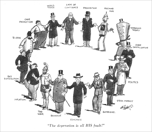 The depression is all HIS fault! Cartoon by Nate Collier from Life, March 1932.