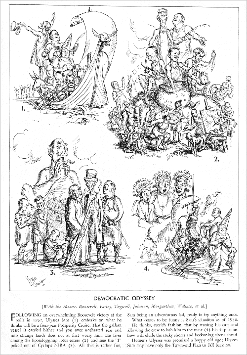 'Democratic Odyssey.' Cartoon by Gregor Duncan from Life, April 1936.