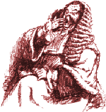 Yawning judge in powdered wig.